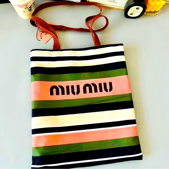 MIU MIU Black, Green, Pink, & White Tote Bag, Authentic. NWT - Picture 2 of 6